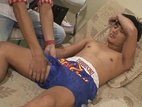 Gay Asian love making with a medical theme.