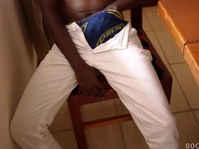 Kalem, a black African twink, masturbates.