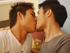 Young and straight Thai man giving blow job and bareback sex.