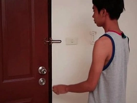 Small and hot gay guy masturbates and pisses