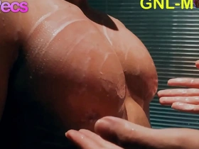 Steamy shower scene with big nipple worship and edging with an Asian hunk.
