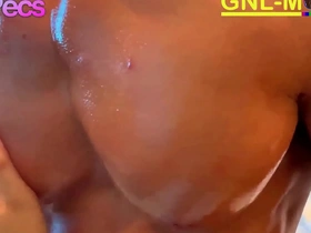Muscular Asian man enjoys nipple teasing and edging.