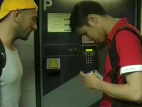 Gay toilet scene with big cock Asian man
