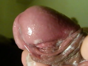 Solo boys close up masturbation scene with a red-haired penis ends with an facial.