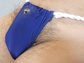 Japanese gay solo in lingerie gets off at home