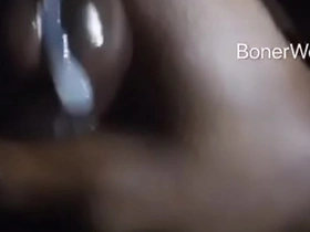 Muscular black man masturbates to hot Asian porn with ejaculation
