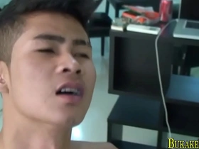 Gay shower sex leads to intense anal action and facial cumming