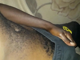 Kenyan hunk's solo show with big black twink cock