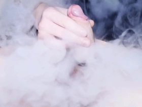 Teen boy reaches no hands orgasm with erection ring and masturbation