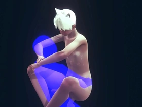 Japanese anime and manga-inspired porn featuring a femboy performer with a big dick