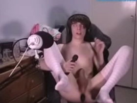 A sweet and youthful femboy pleasuring himself to climax